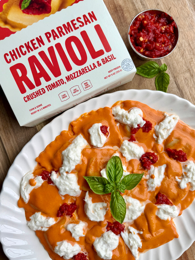 Spicy Vodka Chicken Parmesan Ravioli