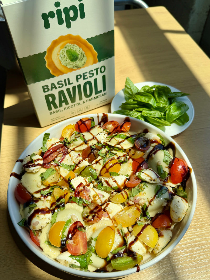 Basil Pesto Caprese Pasta Salad