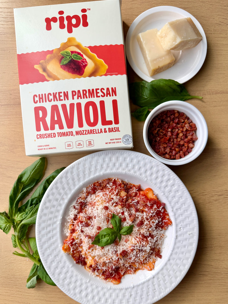 Chicken Parmesan Ravioli with Homemade Tomato Sauce